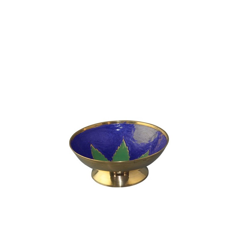 Gold Metal Bowl with Green Leaf (10cm)