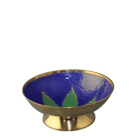 Gold Metal Bowl with Green Leaf (10cm)