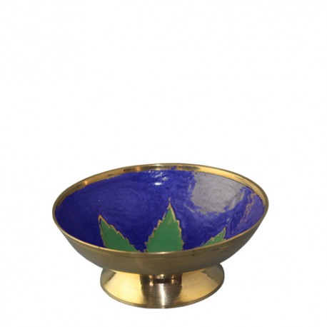 Gold Metal Bowl with Green Leaf (10cm)