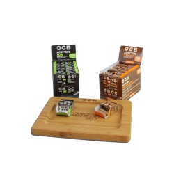 Filtri OCB Activ Tips Extra Slim Size Set + Rolling Tray Bamboo 20x10pz+20x10pz Unbleached 7mm