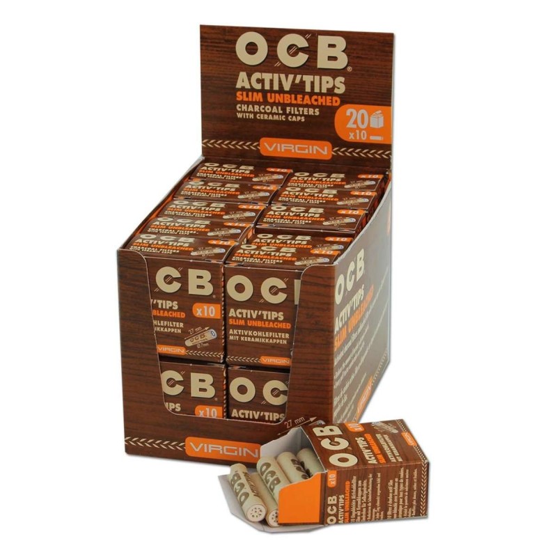 OCB Filters ActivTips Unbleached Extra Slim Size 10pcs 7mm OCB Filters ActivTips Unbleached Extra Slim Size 10pcs 7mm