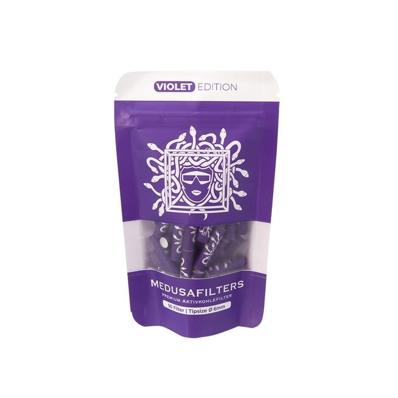 Medusa Slim Size Violet Edition Filters 50pcs 6mm Coconut Carbon Cellulose Medusa Slim Size Violet Edition Filters 50pcs 6mm Coconut Carbon Cellulose
