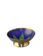 Ciotolo in Metallo Oro con foglia Verde ( 10cm )