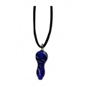 Glass Pendant Hand-Pipe blue with stripes Blue