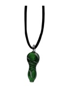 Vert Pendentif en verre de la main -Pipe avec des rayures Vert