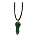 Glass Pendant Hand-Pipe green with stripes Green